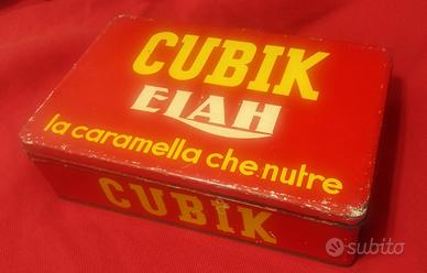 Scatola latta vuota vintage Elah Cubik