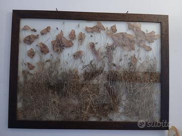 Quadro fiori secchi papaveri 77x57 artigianale