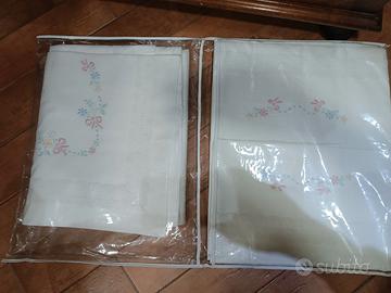 Lenzuola completa di sotto e federe ricamato