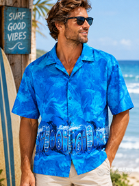 Eastpole XL – Camicia Surf/Hawaiana Uomo Blu – Fan