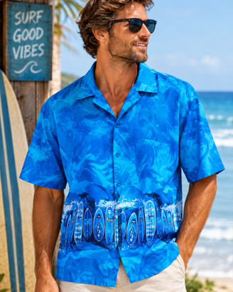 Eastpole XL – Camicia Surf/Hawaiana Uomo Blu – Fan