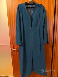 Soprabito lungo vintage sartoriale blu petrolio