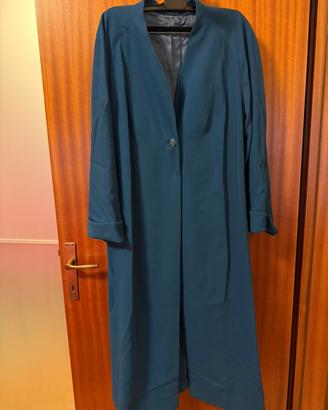 Soprabito lungo vintage sartoriale blu petrolio