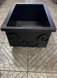 Portalegna porta pellet in ferro battuto e ruote