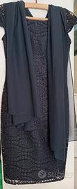 Abito da cerimonia elegante in pizzo blu tg 44