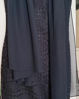 Abito da cerimonia elegante in pizzo blu tg 44