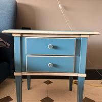 Coppia comodini artigianali azzurri Legno