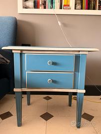 Coppia comodini artigianali azzurri Legno