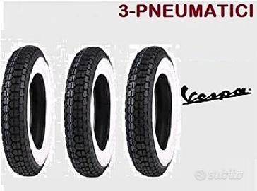 3 Gomme Spalla Bianca Vespa 3.50-8 3.00-10 3.50-10