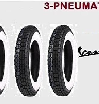 3 Gomme Spalla Bianca Vespa 3.50-8 3.00-10 3.50-10