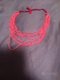 collana  perline rosse 