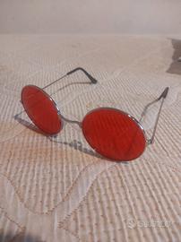 Occhiali da sole rossi tondi cosplay alastor