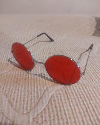 Occhiali da sole rossi tondi cosplay alastor