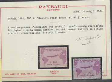 Francobollo Gronchi Rosa certificato