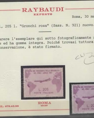 Francobollo Gronchi Rosa certificato