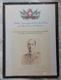 Quadro : foto, dedica e firma di Umberto II Savoia