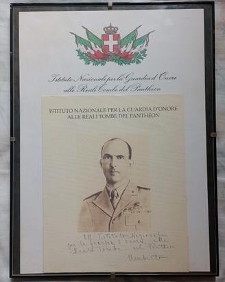 Quadro : foto, dedica e firma di Umberto II Savoia