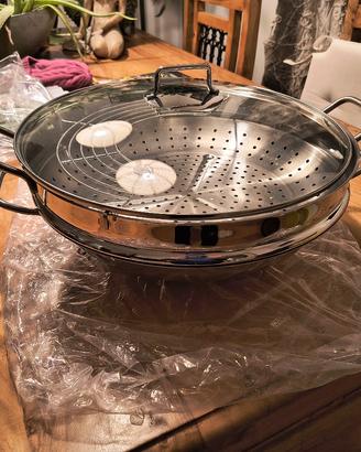 WMF Wok con cestello in acciaio Inox