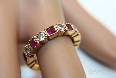 Stupenda fedina oro su argento pietre