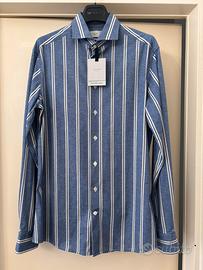 Camicia Traiano Milano Blu Righe Uomo 38