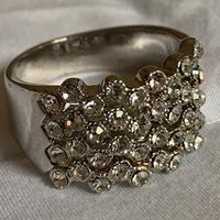Anello argentato con strass bigiotteria