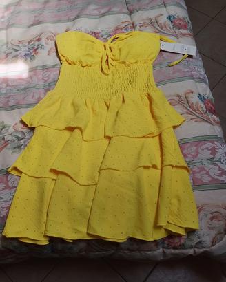 Abito corto Giallo con Brillantini 