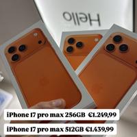 Iphone 17 pro Max 256GB. Nuovi Garanzia Apple