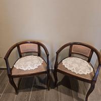 Coppia Poltroncine Antiche in Legno Intagliato