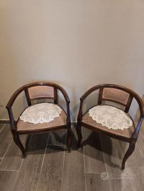 Coppia Poltroncine Antiche in Legno Intagliato