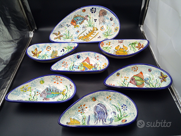 Set Piatti forma di Cozza Ceramica Vietrese