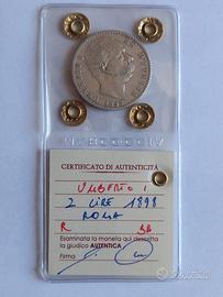 Umberto I 2 lire 1898 bb raro