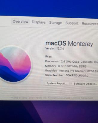 Pc Apple iMac 21.5" Core i5-5575R ram 8 Gb ssd 198