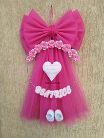 Fiocco nascita tulle 