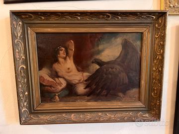 “Olio su tela ‘Leda e  il Cigno’ con cornice