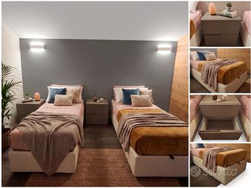 2 Letti sommier  + materassi + 2 comodini