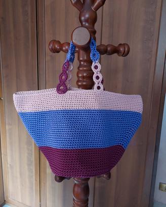 borsa coffa multicolore all'uncinetto 