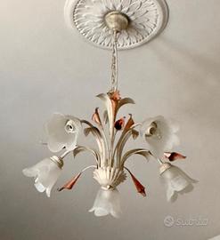 Lampadario sospensione e abat jour stile floreale