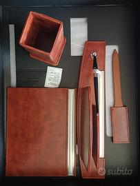 Set da scrivania pelle e argento 5 pezzi