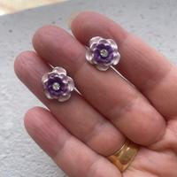 Orecchini Vintage design fiore smaltato bicolor