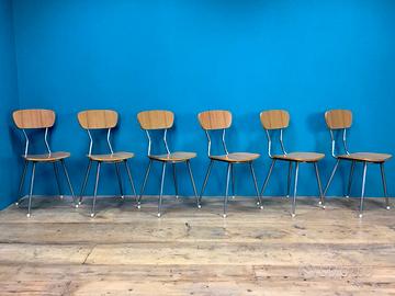 6 SEDIE FORMICA CROMATE ANNI 60/70 CUCINA SEGGIOLE