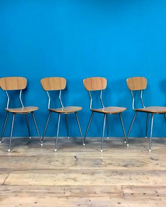 6 SEDIE FORMICA CROMATE ANNI 60/70 CUCINA SEGGIOLE
