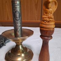 Campana tibetana doppia coppa con porta incenso