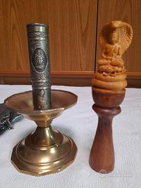 Campana tibetana doppia coppa con porta incenso