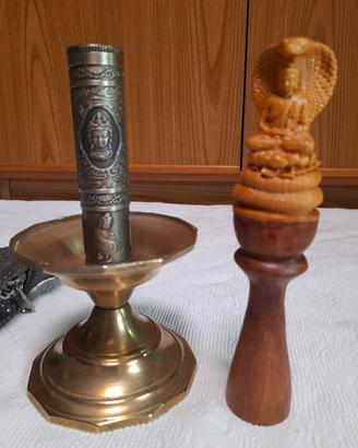 Campana tibetana doppia coppa con porta incenso