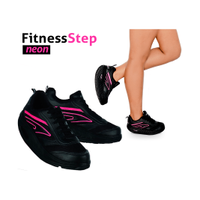 Scarpe donna fitness step nere fuxia neon tg