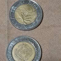 LOTTO 2 MONETE DA 500 LIRE ITALIANE COMMEMORATIVE 