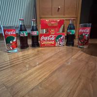 Lotto bottiglie e bicchieri Coca Cola Natale 2000