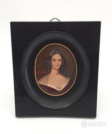 Miniatura Ovale D'epoca "Gentildonna" XIX Secolo