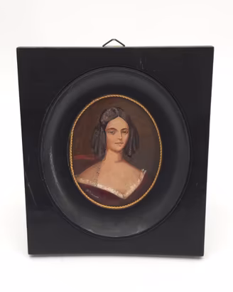 Miniatura Ovale D'epoca "Gentildonna" XIX Secolo