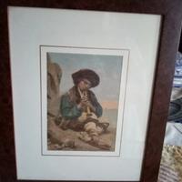 Lotto di 14 stampe con vetro e cornice in legno 